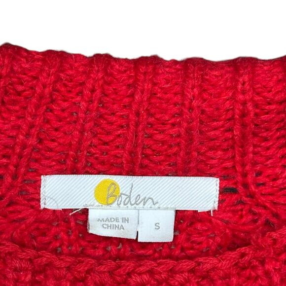 BODEN Isabella Vibrant Bold Red Chunky Knit Pullover Mock Neck Sweater Women's S - Picture 6 of 7